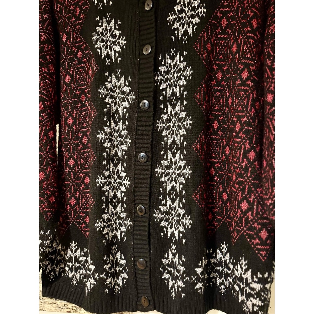 Jonathan Cass Cardigan Women 5 Fair Isle Nordic Sparkle Snowflake Vintage USA XL - Picture 4 of 9
